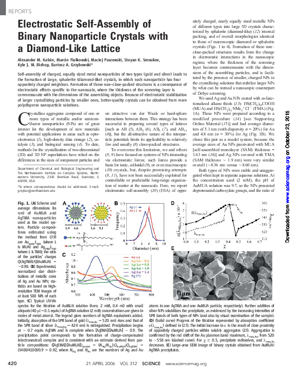 (PDF) Electrostatic Self-Assembly of Binary Nanoparticle Crystals with ...