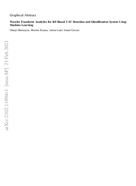 (PDF) Wavelet Transform Analytics for RF-Based UAV Detection and ...