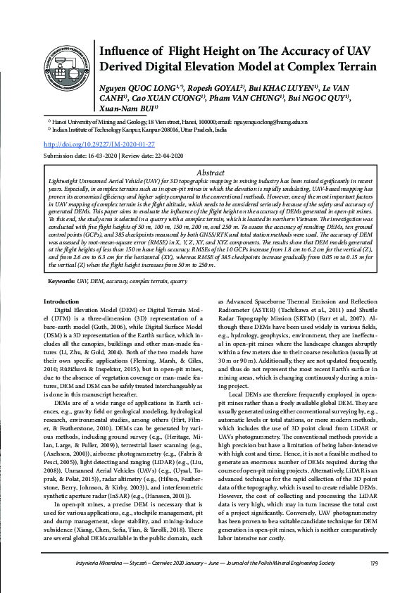 (PDF) Influence of Flight Height on The Accuracy of UAV Derived Digital ...