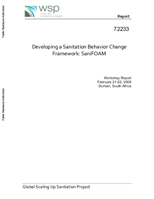 (PDF) Developing a sanitation behavior change framework : SaniFOAM