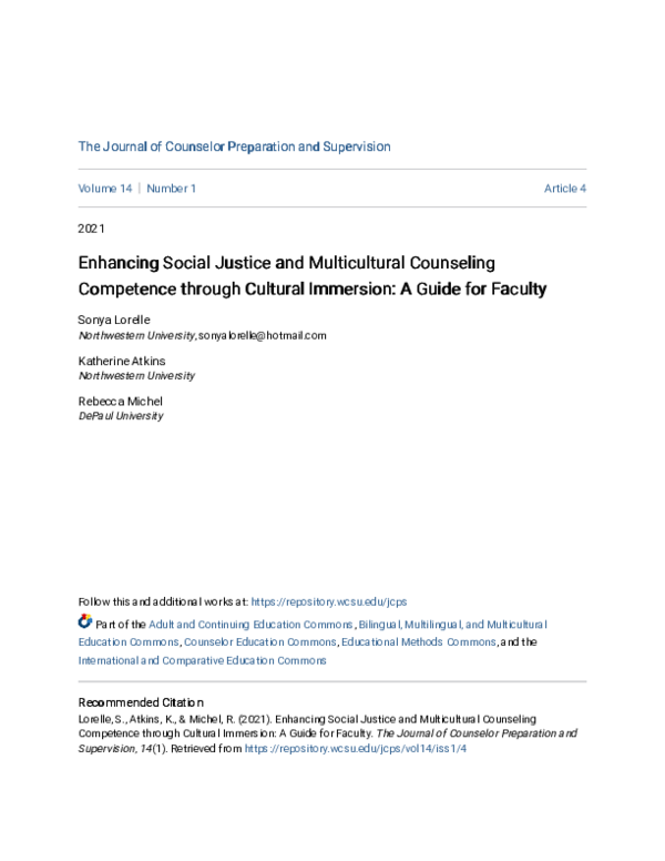 (PDF) Enhancing Social Justice and Multicultural Counseling Competence ...