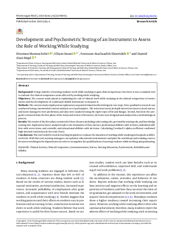 (PDF) Development and Psychometric Testing of an Instrument to Assess ...