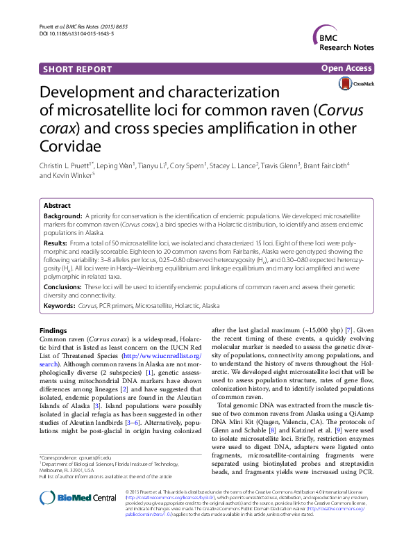 (PDF) Development and characterization of microsatellite loci for ...