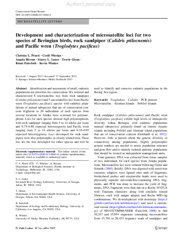 (PDF) Development and characterization of microsatellite loci for two ...
