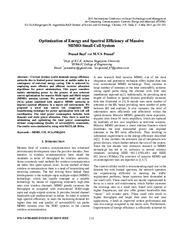 (PDF) Optimization of energy and spectral efficiency of massive MIMO ...