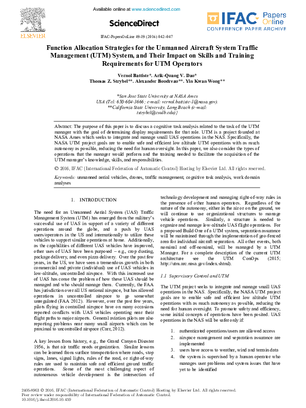 (PDF) Function Allocation Strategies for the Unmanned Aircraft System ...