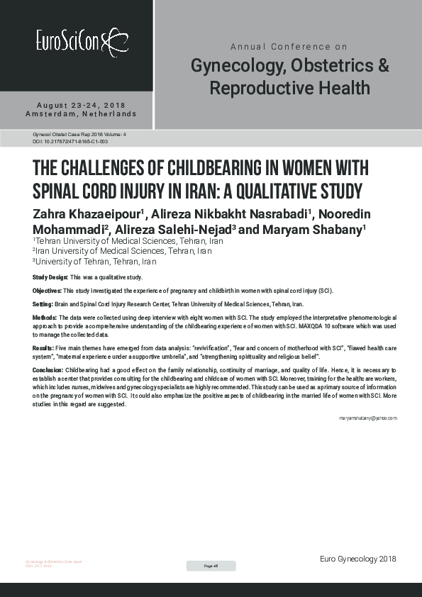 (PDF) The challenges of childbearing in women with spinal cord injury ...