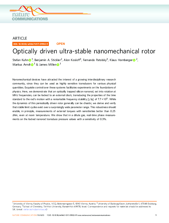 (PDF) Optically driven ultra-stable nanomechanical rotor