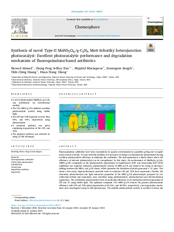 (PDF) Synthesis of novel Type-II MnNb 2 O 6 /g-C 3 N 4 Mott-Schottky ...