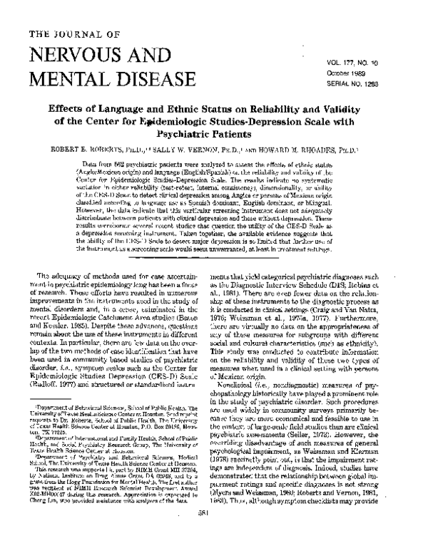 (PDF) Effects of Language and Ethnic Status on Reliability and Validity ...