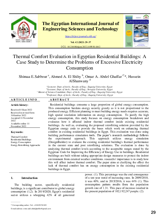 (PDF) Thermal Comfort Evaluation in Egyptian Residential Buildings: A ...