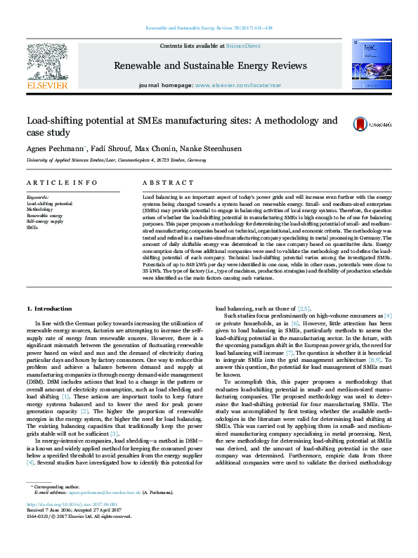 (PDF) Load-shifting potential at SMEs manufacturing sites: A ...