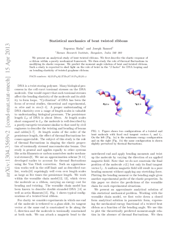 (PDF) Statistical mechanics of bent twisted ribbons