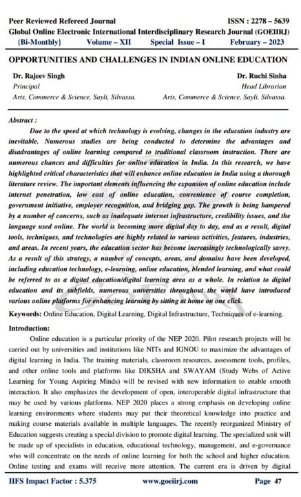(PDF) Opportunities and Challenges in Indian Online Education