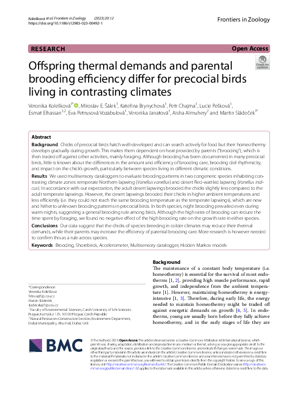 (PDF) Offspring thermal demands and parental brooding efficiency differ ...