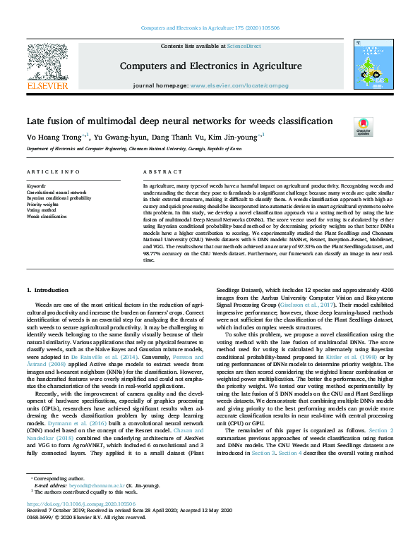 (PDF) Late fusion of multimodal deep neural networks for weeds ...