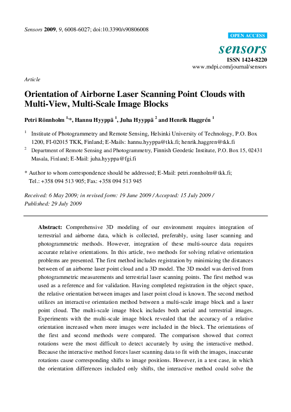 (PDF) Orientation of Airborne Laser Scanning Point Clouds with Multi ...