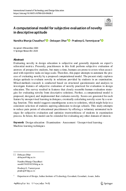 (PDF) A computational model for subjective evaluation of novelty in ...