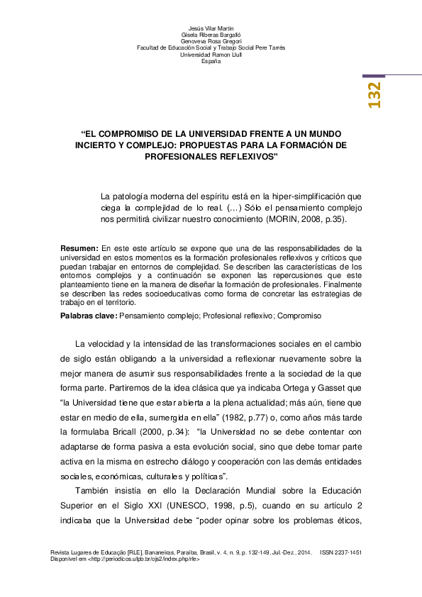 (PDF) “El Compromiso de la Universidad Frente a un Mundo Incierto y ...