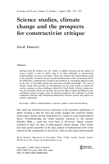 (PDF) Science studies, climate change and the prospects for ...
