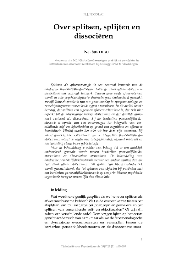 (PDF) Over splitsen, splijten en dissociëren