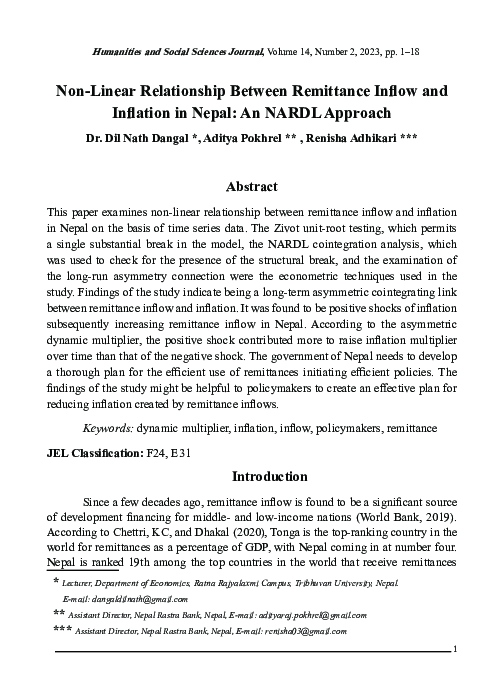 (PDF) Non-Linear Relationship Between Remittance Inflow and Inflation ...