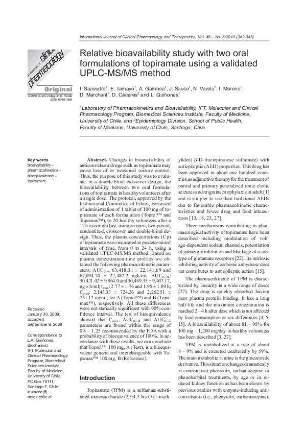 (PDF) Relative bioavailability study with two oral formulations of ...