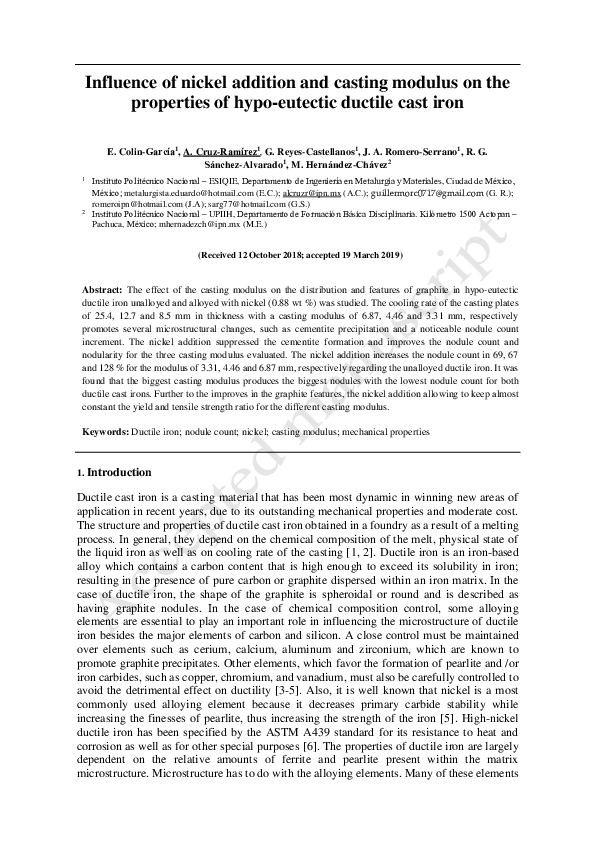 (PDF) Influence of nickel addition and casting modulus on the ...