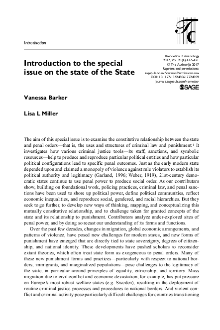(PDF) Introduction to the special issue on the state of the State
