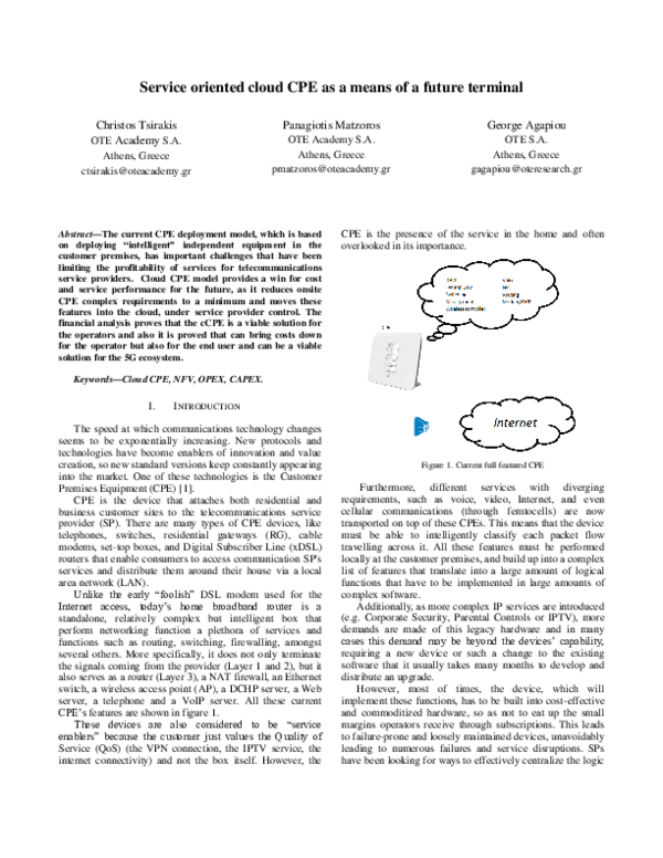 Service oriented cloud CPE as a means of a future terminal