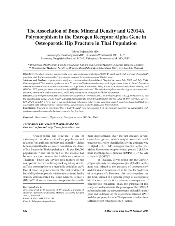 (PDF) The Association of Bone Mineral Density and G2014A Polymorphism ...