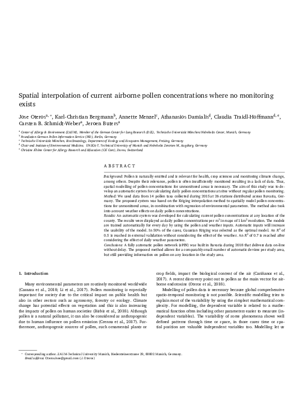 (PDF) Spatial interpolation of current airborne pollen concentrations ...