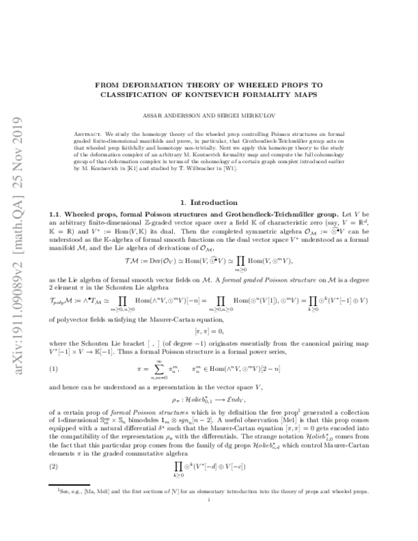 (PDF) From deformation theory of wheeled props to classification of ...