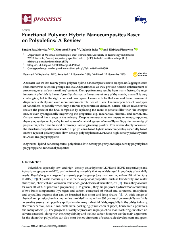 (PDF) Functional Polymer Hybrid Nanocomposites Based on Polyolefins: A ...