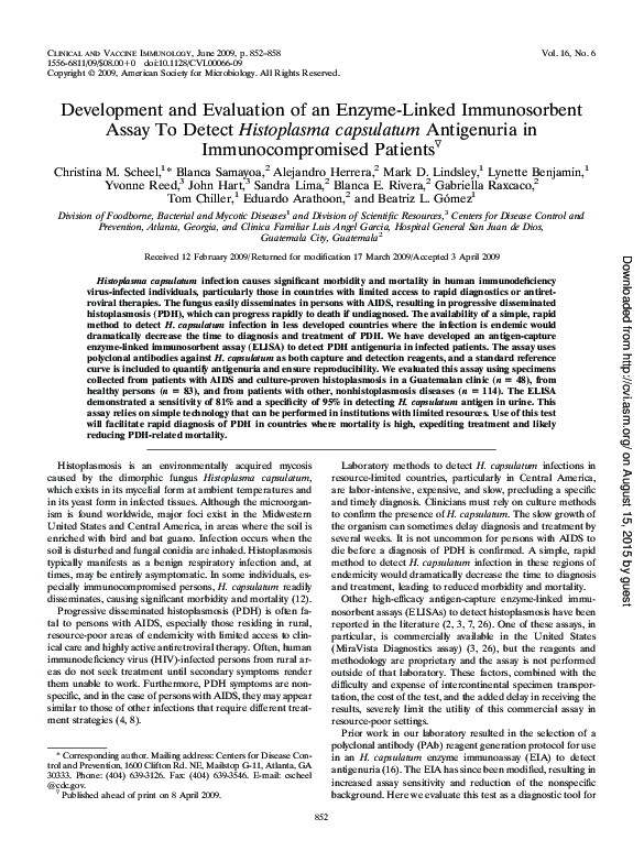 (PDF) Development and Evaluation of an Enzyme-Linked Immunosorbent ...