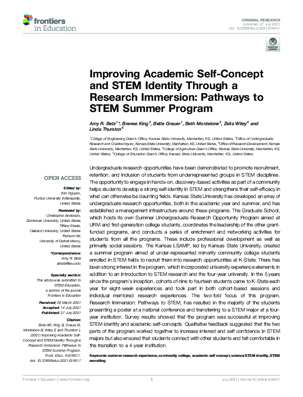 (PDF) Improving Academic Self-Concept and STEM Identity Through a ...