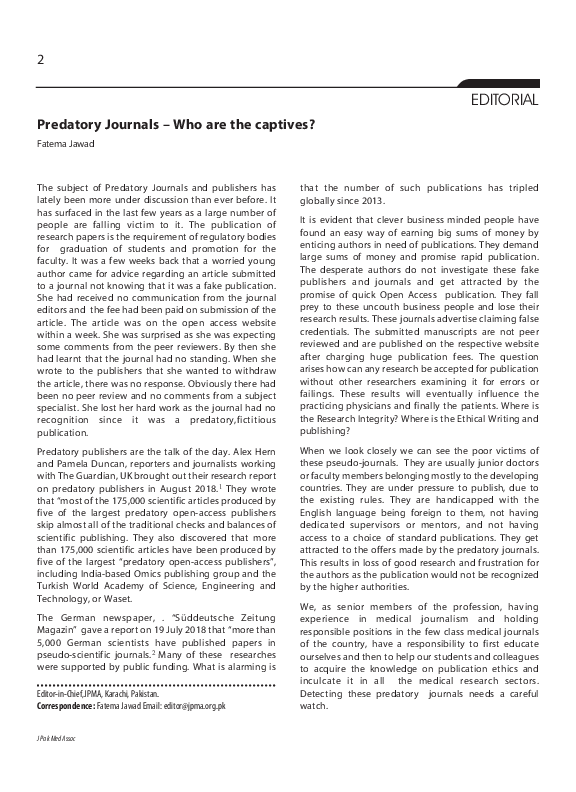(PDF) Predatory Journals - Who are the captives?