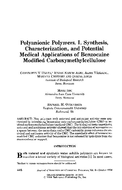 (PDF) Polyanionic Polymers. I. Synthesis, Characterization, and ...
