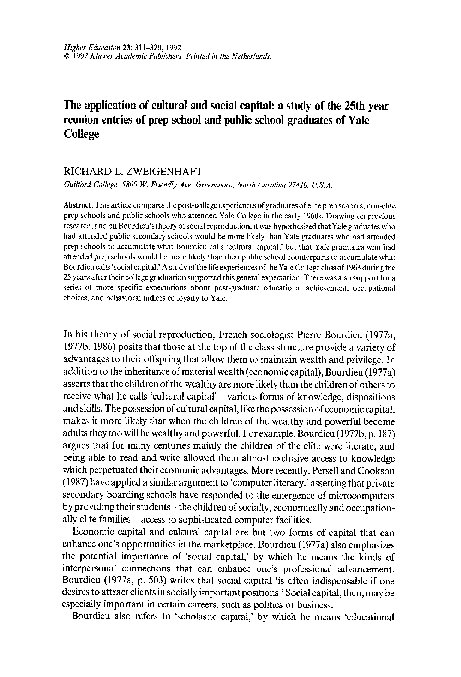 (PDF) The application of cultural and social capital: a study of the ...
