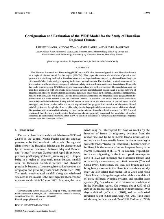 (PDF) Configuration and Evaluation of the WRF Model for the Study of ...