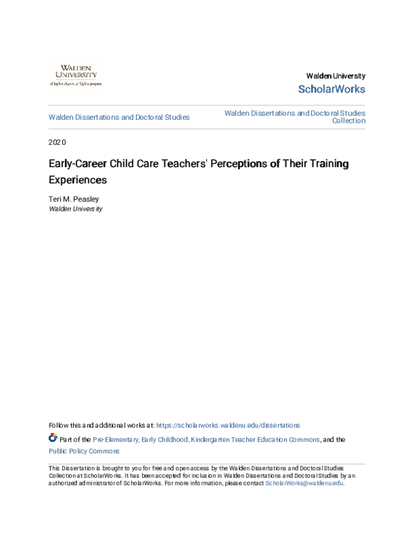 (PDF) Early-Career Child Care Teachers' Perceptions of Their Training ...