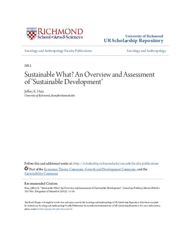 (PDF) Sustainable What? An Overview and Assessment of "Sustainable ...