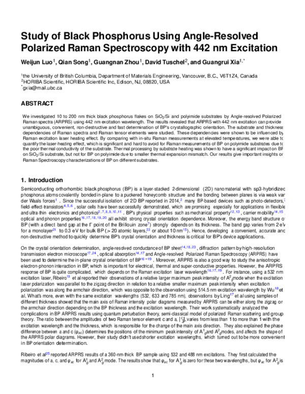 (PDF) Study of Black Phosphorus Using Angle-Resolved Polarized Raman ...