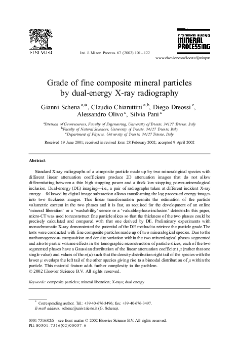 (PDF) Grade of fine composite mineral particles by dual-energy X-ray ...