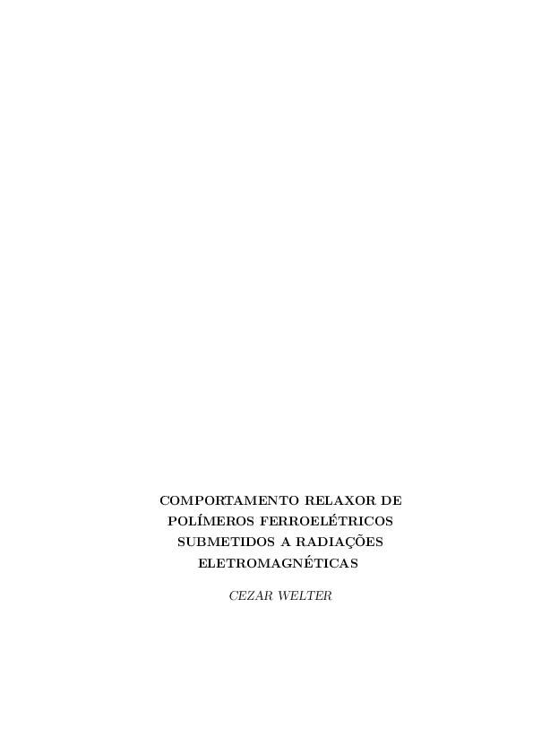 (PDF) Comportamento relaxor de polímeros ferroelétricos submetidos a ...