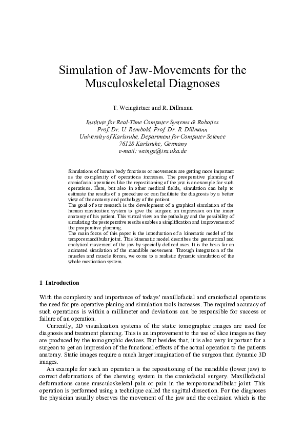 (PDF) Simulation of jaw-movements for the musculoskeletal diagnoses