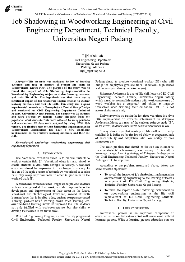(PDF) Job Shadowing in Woodworking Engineering at Civil Engineering ...