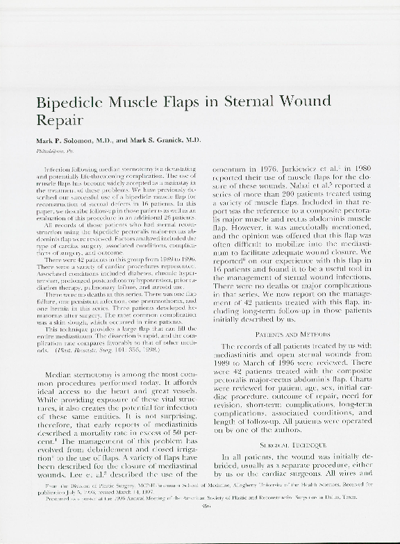 (PDF) Bipedicle Muscle Flaps in Sternal Wound Repair