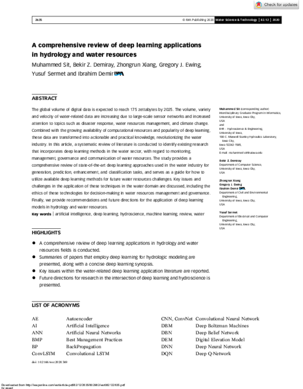 Pdf A Comprehensive Review Of Deep Learning Applications In Hydrology