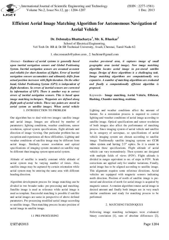 (PDF) Efficient aerial image matching algorithm for autonomous ...